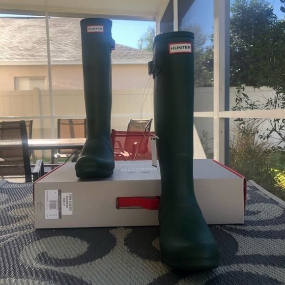 NWT Hunter women’s original tall green rain boots size 7 - Picture 2 of 5